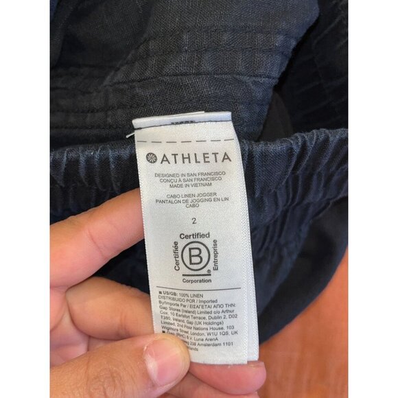 Athleta Black Cabo 100% Linen Joggers Pull on Pants Womens size 2 - Picture 10 of 10